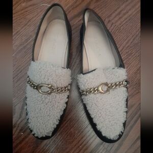 COACH Helena Convertible Loafer with Genuine Shearling Trim, Black, Size 7